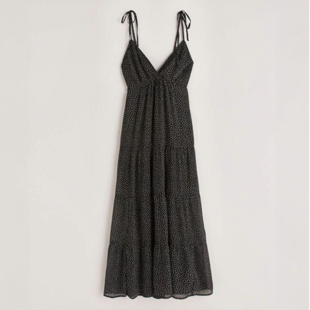 Abercrombie Women's Black Lovestruck Polka Dot Maxi Dress